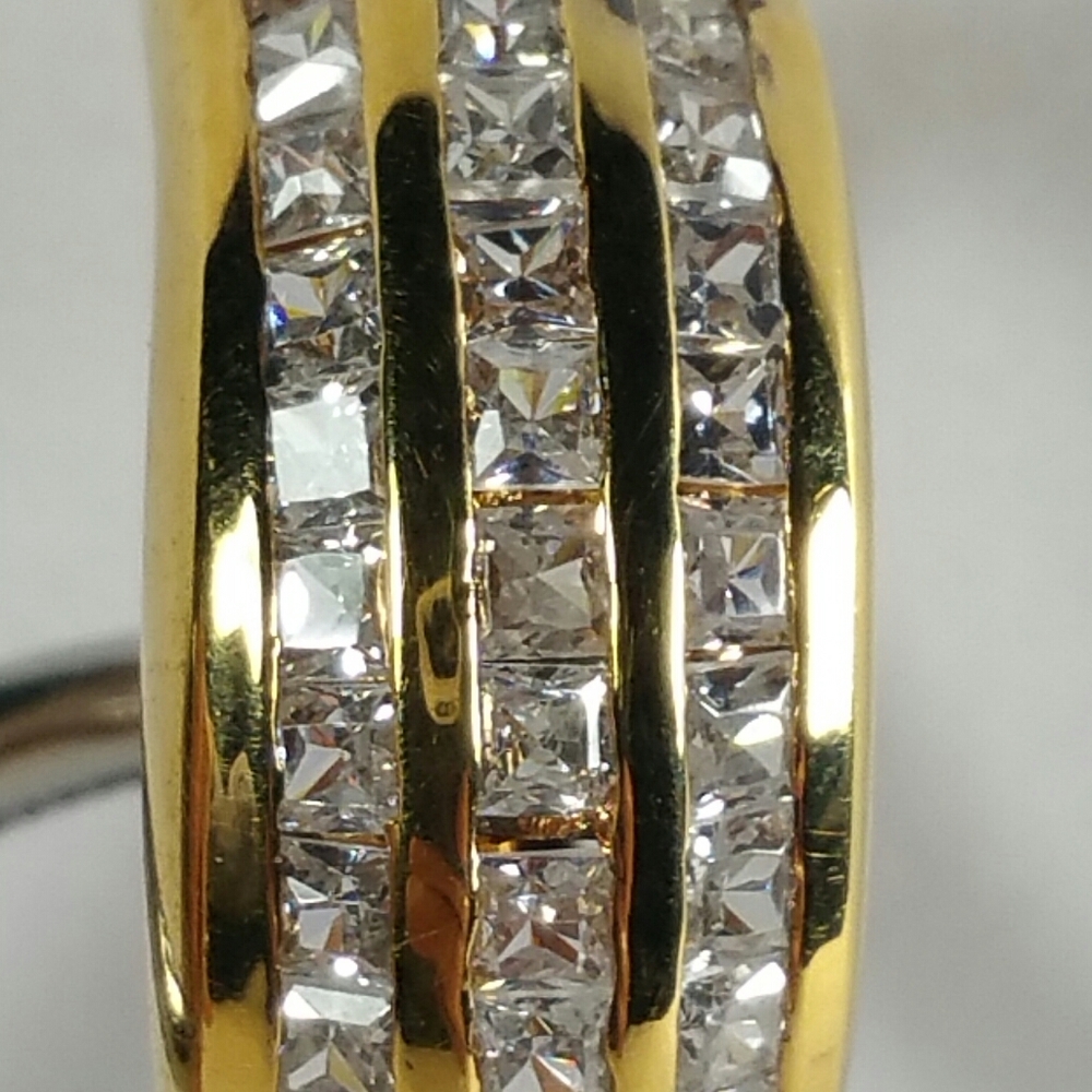 DESIGNER PJM CLEAR CZ GOLD STERLING SILVER RING
